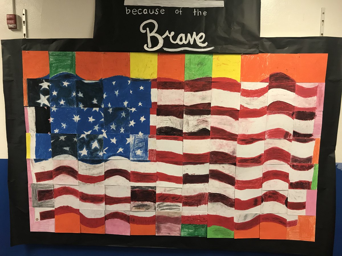 5th grade collaborative project in honor of Memorial Day and for the upcoming art show! SO proud of my 5th graders!!! #greatplacetoworkandlearn