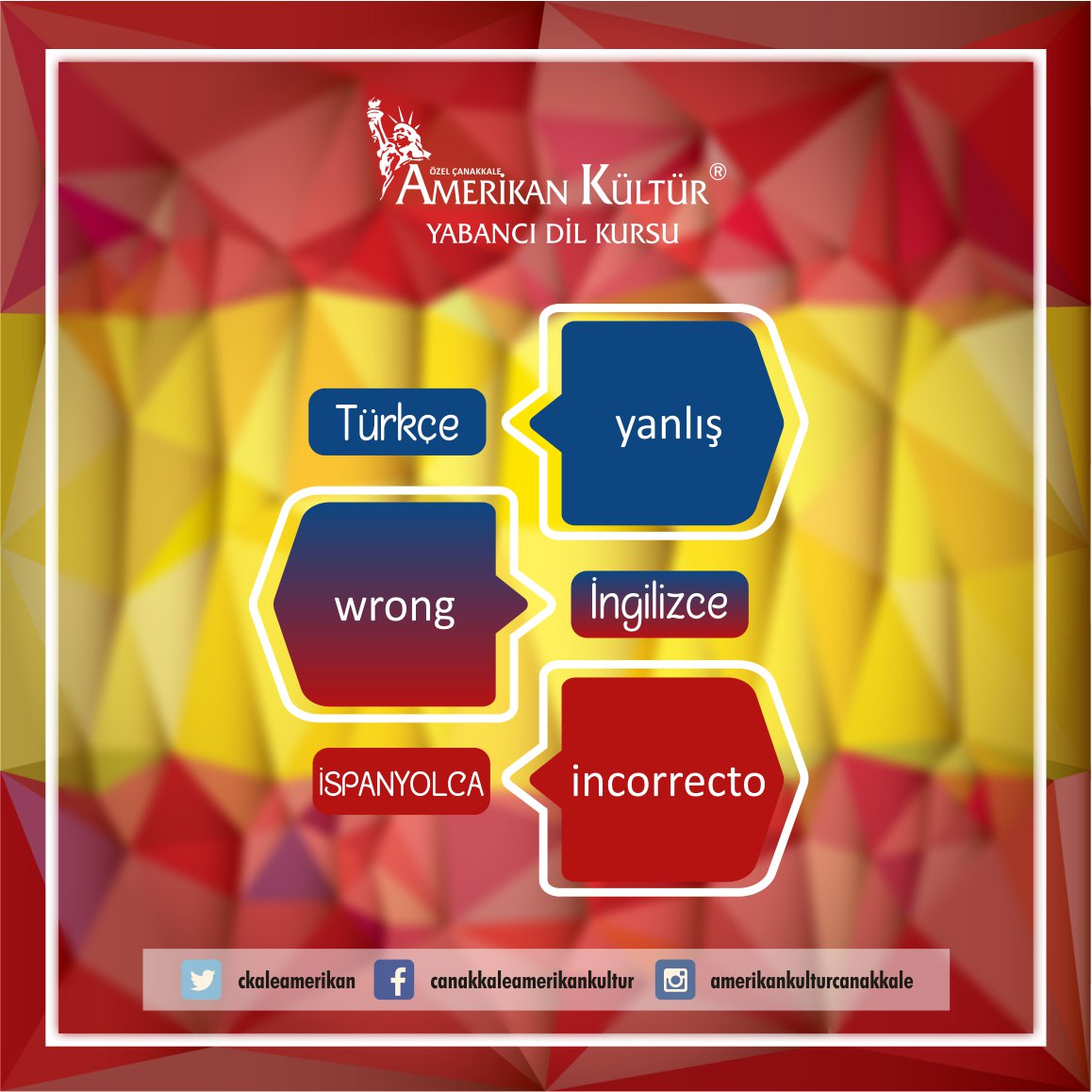 ckaleamerikan's tweet photo. #amerikankültür #çanakkale #ingilizce #ispanyolca #türkçe #çomü #ispanyolcakelime #spanish #learn #online https://t.co/qozL7dBr3V