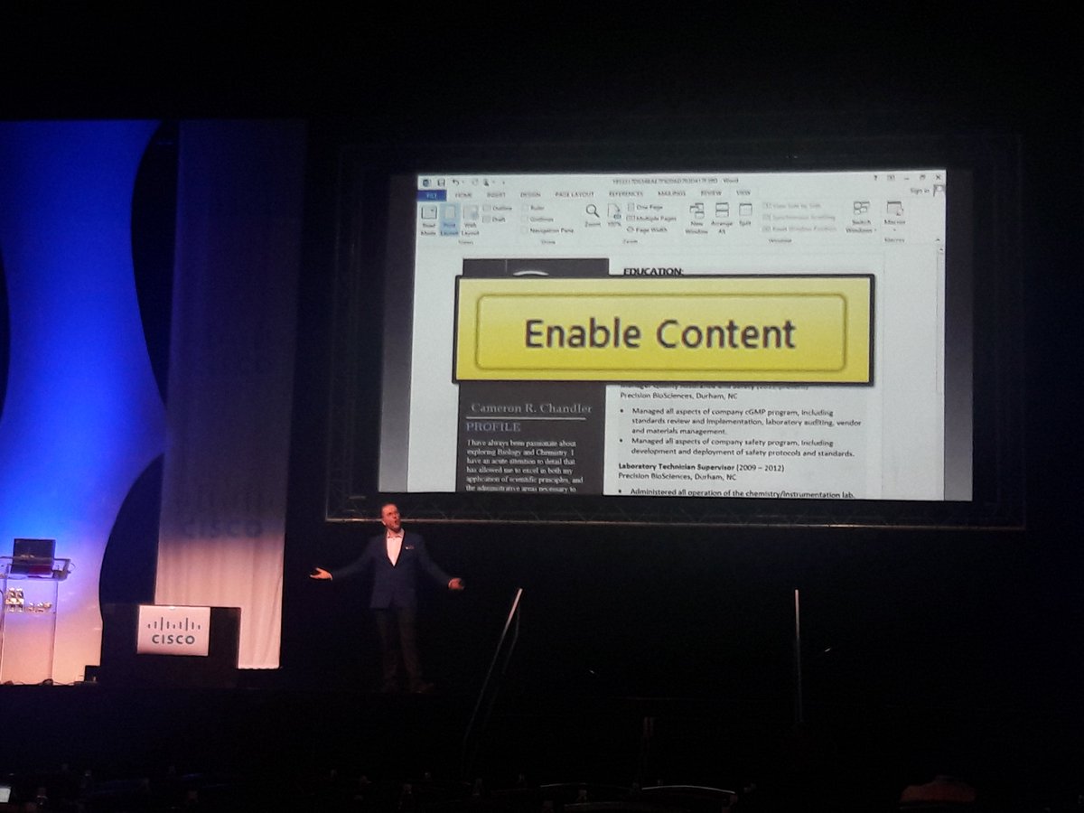 thinusswart's tweet image. &quot;This button should be renamed: &apos;Infect my system!&apos; - @mikko presenting at #itwebss2018