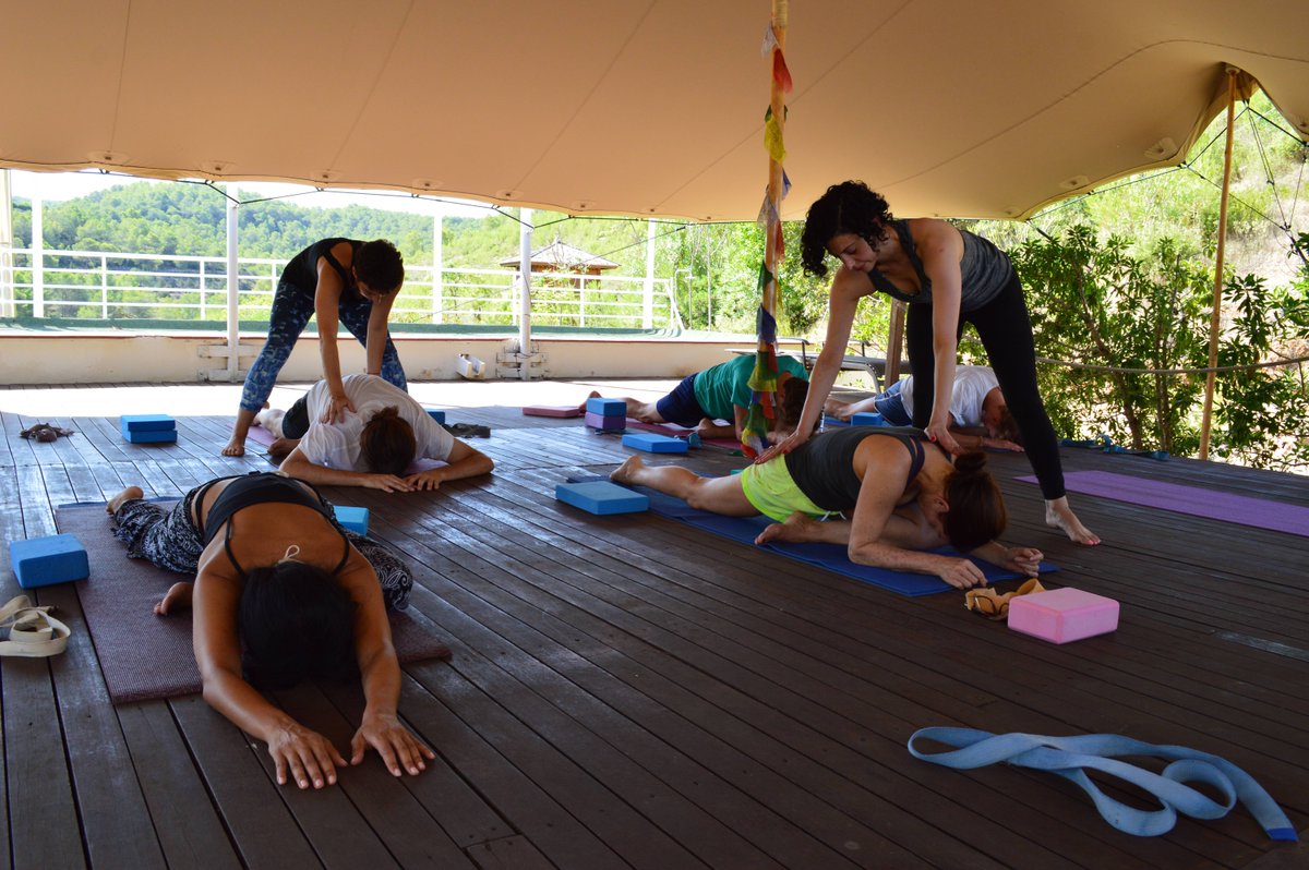 A few adjustments on the #yoga deck today #healthandwellness #retreat #ibiza