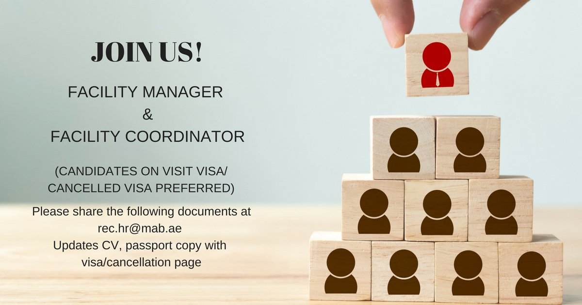 Mab_FM's tweet photo. We are looking for dynamic and experienced Facility Manager &amp; coordinator to join its growing team.
#MAB #joinourteam #facilitiesmanagement #stayupdated #vacancies #wearehiring https://t.co/62tw9rWtEP