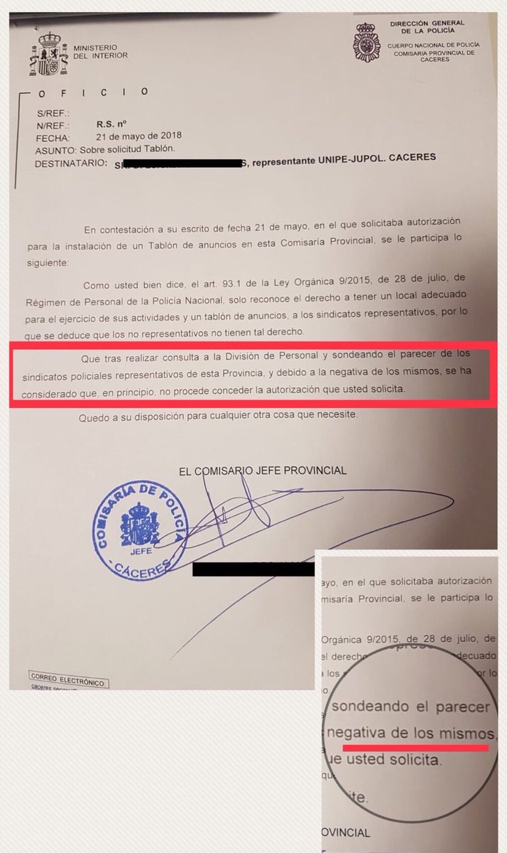 JupolNacional's tweet photo. Agradecemos la claridad expositiva del Comisario de Cáceres, miles de afiliados y los SINDICATOS se niegan a la LIBERTAD SINDICAL
👉🏻Anunciamos recurso de alzada  ante el Director General 
#vulneranART28CE
👉🏻Hemos pedido de manera URGENTE una cita con el Director General https://t.co/edmPKbhvkP