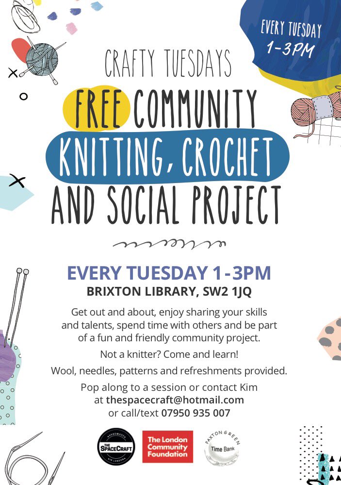 The SpaceCraft (@thespacecraft1) on Twitter photo KNITTING! 🌻 We'll be at the <a href="/brixtonlibrary/">Brixton Library</a> today 1-3pm ~ come and knit, come and learn, come and teach others, or just come for a cuppa! #wellbeing #brixton #socent #knitting #community #ShareSkills KNITTING! 🌻 We'll be at the <a href="/brixtonlibrary/">Brixton Library</a> today 1-3pm ~ come and knit, come and learn, come and teach others, or just come for a cuppa! #wellbeing #brixton #socent #knitting #community #ShareSkills