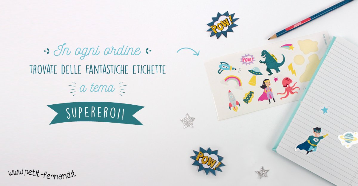 Petit_FernandIT's tweet photo. ✨ Non perdete questa fantastica #sorpresa ! ✨
Ogni volta che effettuate un ordine, in #regalo troverete delle fantastiche #etichette a tema #supereroi! 💥
#offerte https://t.co/TSVqzgWmoU