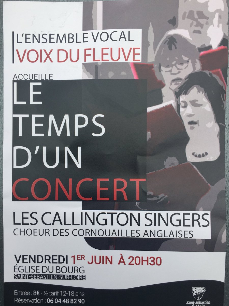PatJean44's tweet image. L’ensemble vocal @stsebsurloire Voix du fleuve et les @CallSingers Callington Singers Chœur des Cornouailles Anglaises en concert église du bourg le 1er juin à 20h30
Venez nombreux
