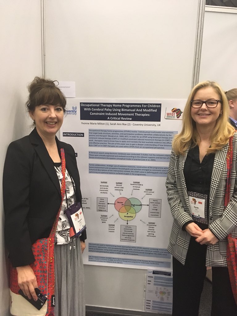 Sarah Roe (@sarahroeot) on Twitter photo Really priviledged to be peesenting our poster about OT Home programmes for children with cerebral palsy at WFOT- great atmosphere here on opening day😁! #WFOT18 <a href="/CovUniOT/">Coventry Uni OT</a> Really priviledged to be peesenting our poster about OT Home programmes for children with cerebral palsy at WFOT- great atmosphere here on opening day😁! #WFOT18 <a href="/CovUniOT/">Coventry Uni OT</a>