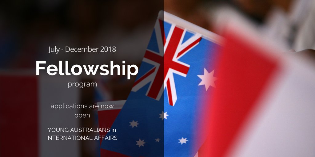 YoungAustIntAff's tweet photo. Applications for the next intake of our Fellowship program close this Friday!
We're looking for up-and-coming experts in a range of areas, from international security, trade and economics to climate change and Australian foreign policy. Apply now: https://t.co/NjSQp01W3o โฆ https://t.co/nf8OXCVWh6