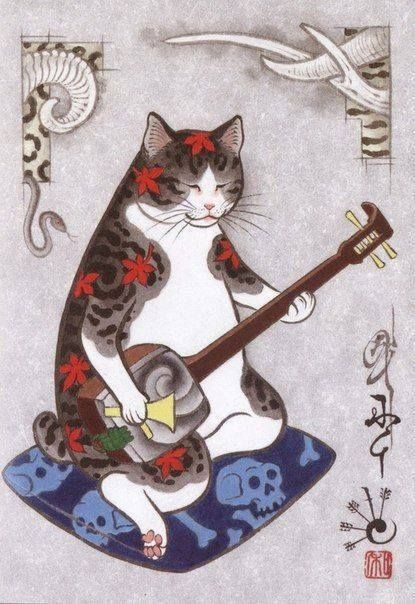 Japanese American artist Kazuaki Horitomo Kitamura is an expert practitioner of traditional Japanese tattooing.  "Monmon Cats" is his book featuring an extensive collection of his famous tattooed cats. thegreatcat.org/the-cat-in-art…