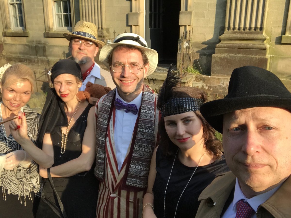 Murder, 1920s style. The cast of No Weddings and a Funeral at Lea Hall in Derbyshire.