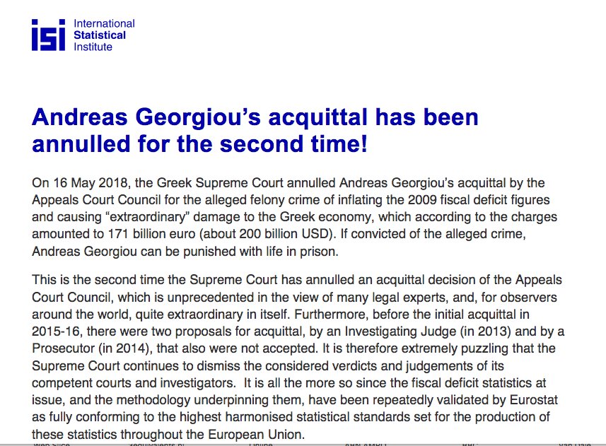 Int_Statistical's tweet photo. Andreas Georgiou’s acquittal annulled for the second time! The International Statistical Institute #ISI calls upon the Greek State to stop the injustice against #AndreasGeorgiou 
https://t.co/NMceN7tZ5S https://t.co/HjU8jqcXSA