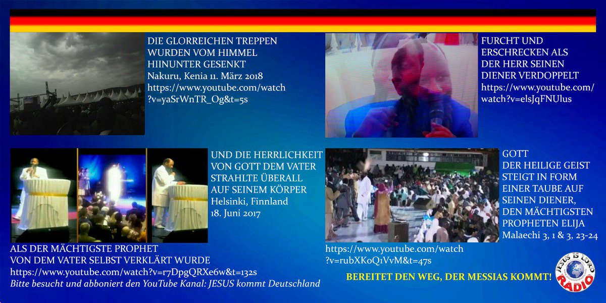 JESUS KOMMT DEUTSCHLAND!!!!!!!! DIE GNADE WURDE SCHÄNDLICH MISSBRAUCHT!!!!!!!! IN KIRCHEN GEMEINDEN SEKTEN UND GEBETSHÄUSERN IST DIE WELT!!!!!!!!!IST DER SATAN INVOLVIERT. ALLES IST WELTLICH- WO IST DER GEIST GOTTES???????GOTT IST HEILIG!!!!!!!!!!! AMEN
