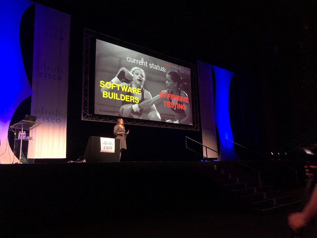 jaysonstreet's tweet image. Here’s @aprilwright rocking her #ITWebSS2018 talk here in Johannesburg!! :-)