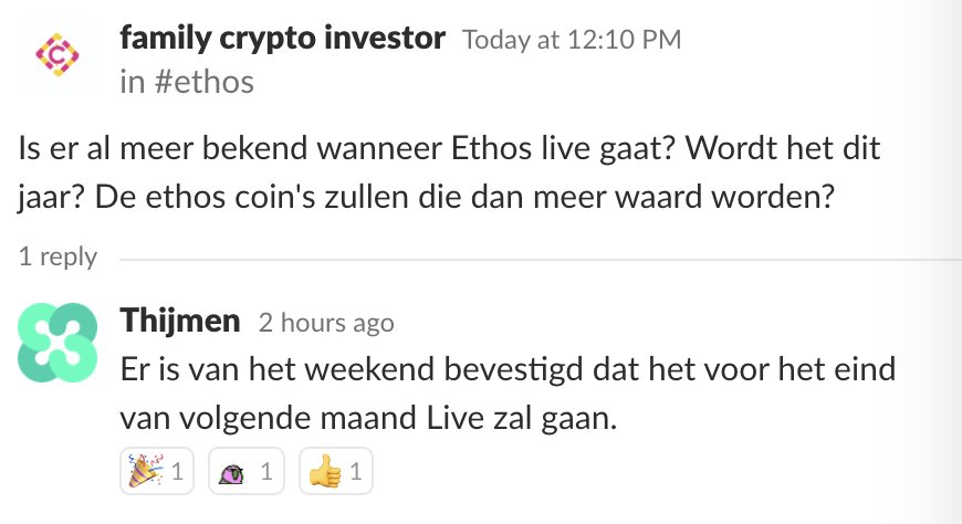 InverstorIt's tweet photo. #Ethos #Wallet will go live by the end of June 2018. This has been confirmed via a crypto slack forum in the Netherlands by Thijmen den Bode he is Customer Support Lead at Ethos. https://t.co/2ij3hEzlzi