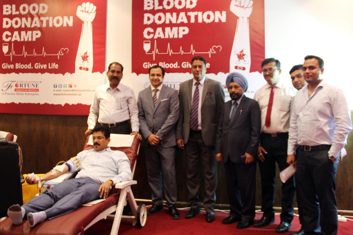 FortuneUAE's tweet photo. Mr. Praveen Shetty - Chairman, Fortune Group of Hotel leading the Blood Donation Camp 2018 at Fortune Plaza Hotel, Dubai this morning! https://t.co/JJ2hD8SYc2