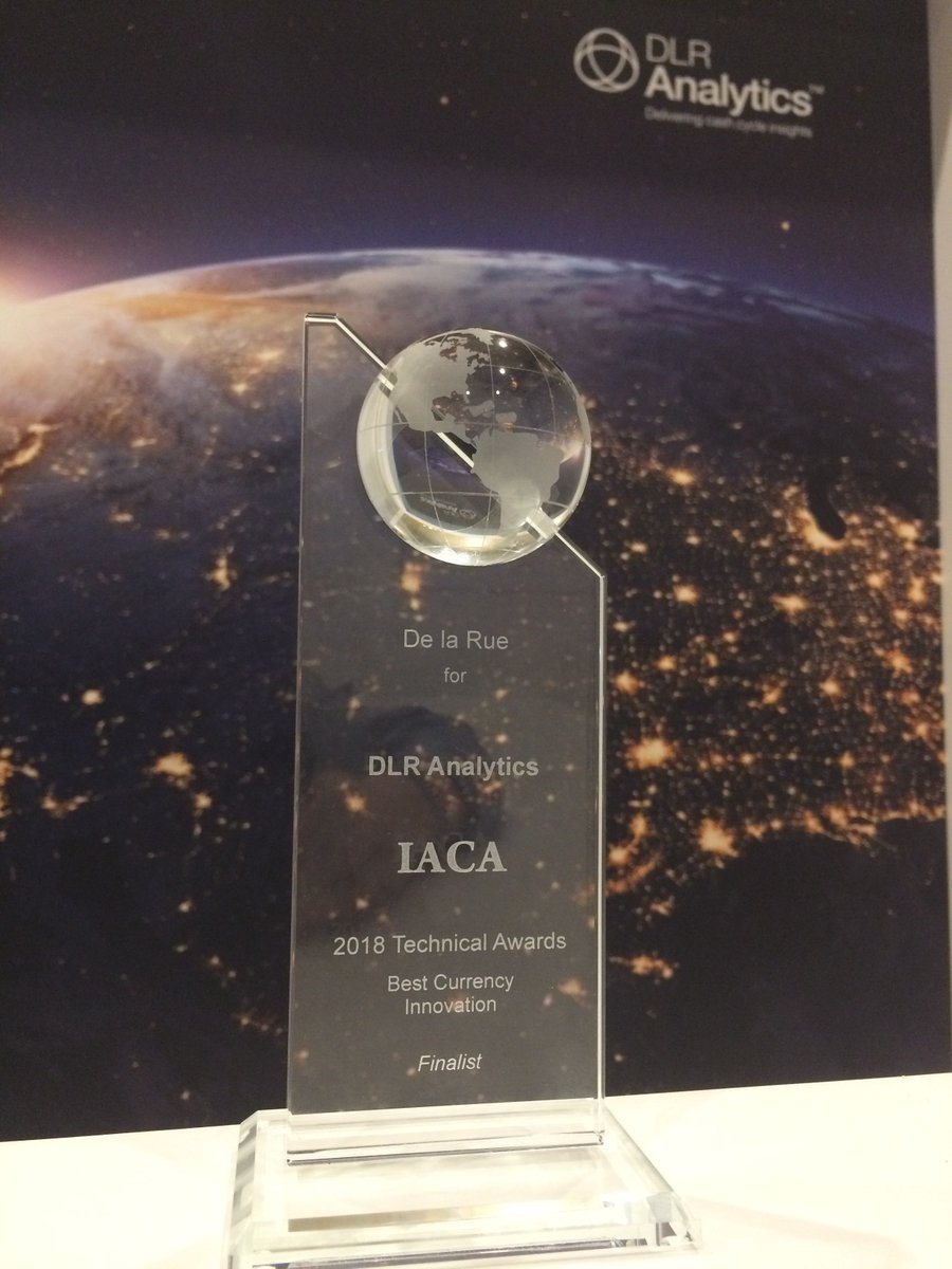 DeLaRuePlc's tweet image. De La Rue are at #BanknoteConference this week in Dallas, Texas. We are delighted that DLR Analytics™ was a finalist in the IACA &apos;Best Currency Innovation: 2018 Technical Awards&apos;. To hear more about DLR Analytics &amp;amp; our latest innovations, visit stand 30 or the State Meeting Room