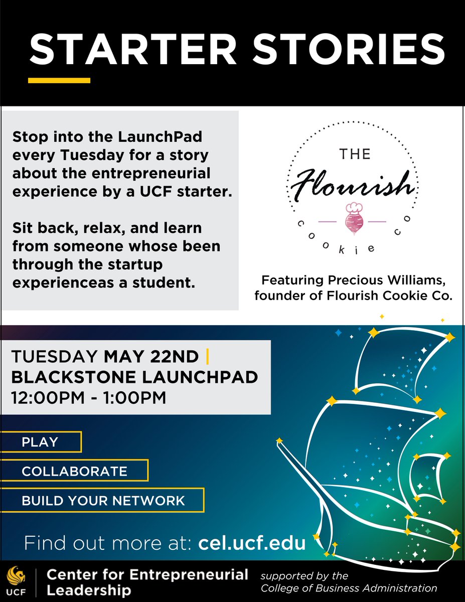LaunchPad_UCF's tweet photo. Excited to see everyone for Starter Stories is TODAY @ 12PM in the Blackstone LaunchPad in the Student Union. 

Sign up on Eventbrite: https://t.co/fJh087qbhM https://t.co/LF1UKP9KMa