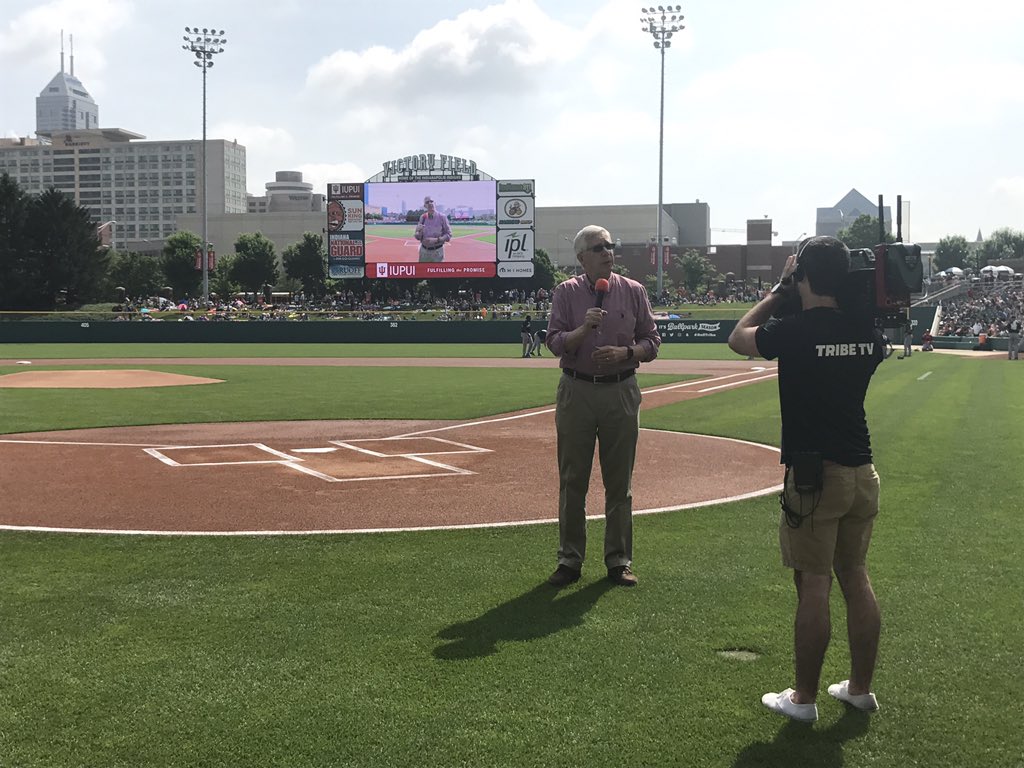 Mission accomplished! The first pitch has been thrown! Great job Dean Williams. Play Ball! ⚾️ #indianauniversityschoolofdentistry #victoryfield #indianapolisindians