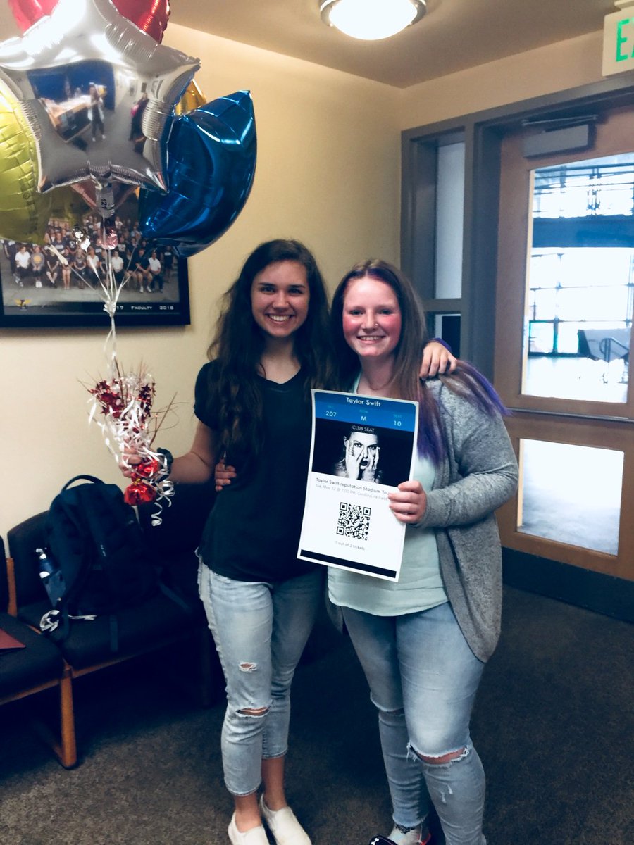 carynbrown99's tweet photo. SURPRISE! This is Destinee &amp; today was a day to celebrate her. She was diagnosed w/ thyroid cancer &amp; after recovering from surgery, today was her 1st day back to school, so...what better way to celebrate than surprising her with #TaylorSwift tickets 🎉🕶️🎤😎🎶#reputation #AHS https://t.co/dysiLQwmuX