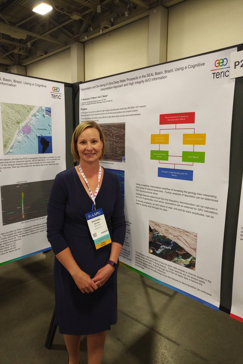 PatonGaynor's tweet photo. Rachael is all set to present @GeoTeric results on some great data from Brazil #AAPG #PGS https://t.co/ROZhxC9alL