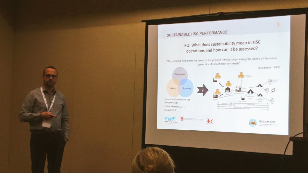 Here we go: Matthieu Lauras presenting the only paper being accepted at our #logistics track at <a href="/iscram2018/">ISCRAM 2018</a> co-authored by <a href="/LauraLaguna_/">Laura Laguna Salvado</a> and <a href="/tinacomes/">Tina Comes</a> - thanks for sharing these important results with us <a href="/gyoengyik/">Gyöngyi Kovács</a> <a href="/BHellingrath/">Bernd Hellingrath</a>