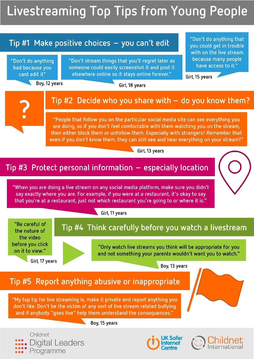 Our research into livestreaming found that over 1 in 10 8-17 year olds have ‘gone live’. A group of <a href="/childnet/">Childnet</a> Digital Leaders gave their top tips for other young people. bit.ly/2zZOBYA
