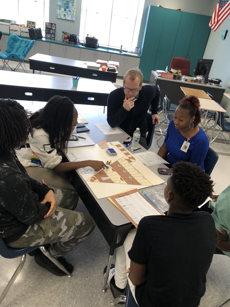 shawnwigg's tweet photo. Math Specialists are out in full swing at @tlamwolves judging some super creative math board games for Algebra 1. #creative #math #engaging @DuvalSchools https://t.co/Xk9FiuXkZb
