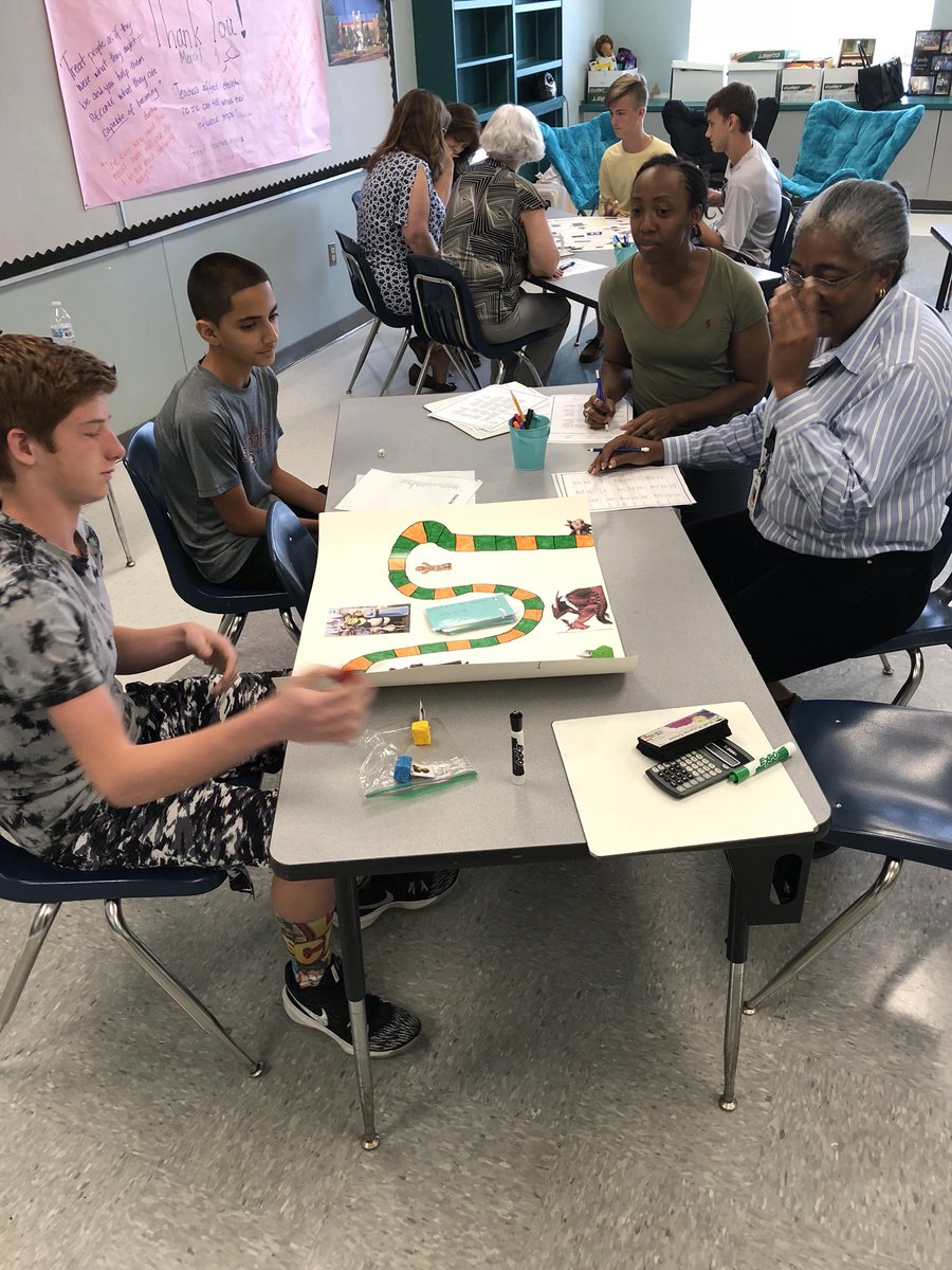 shawnwigg's tweet photo. Math Specialists are out in full swing at @tlamwolves judging some super creative math board games for Algebra 1. #creative #math #engaging @DuvalSchools https://t.co/Xk9FiuXkZb