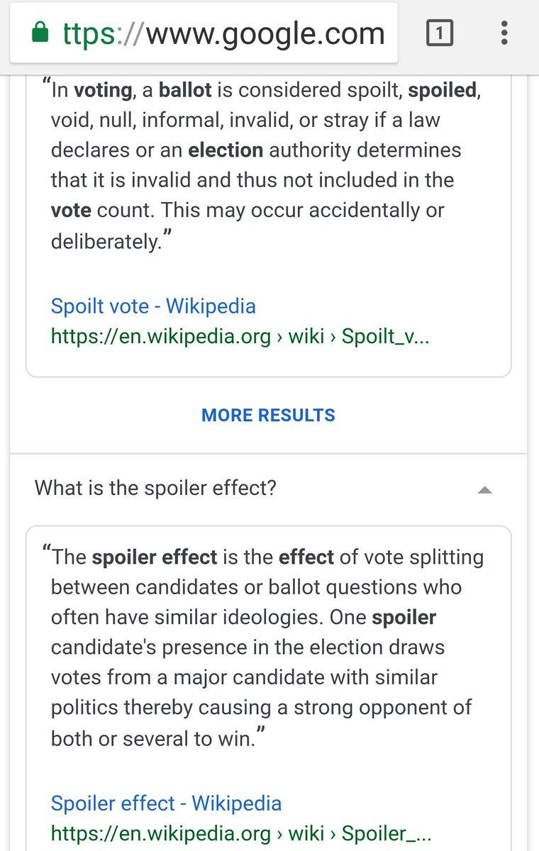  #ThirdParty  #GreenParty  #Independent  #SplitVote  #SpoilerEffect  #Spoiler = less popular candidate wins in elections.Research throughout our nations history. Proven true although of course the  #3rdParty candidate will NOT tell you or you wouldn't vote for them.Do the math..