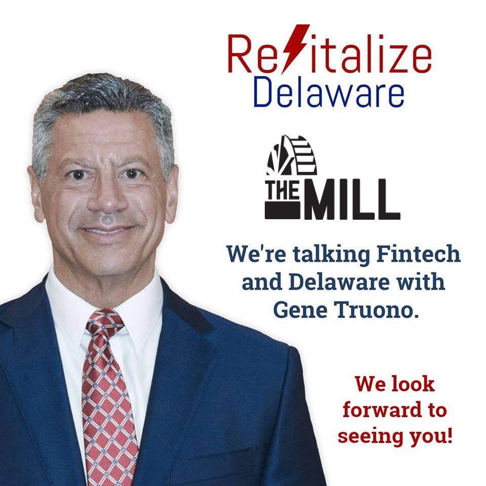 Tonight! We’ll see you at <a href="/TheMillDE/">The Mill Space</a> at 6pm! We’re talking #fintech and #netde with Gene Truono. All are welcome.