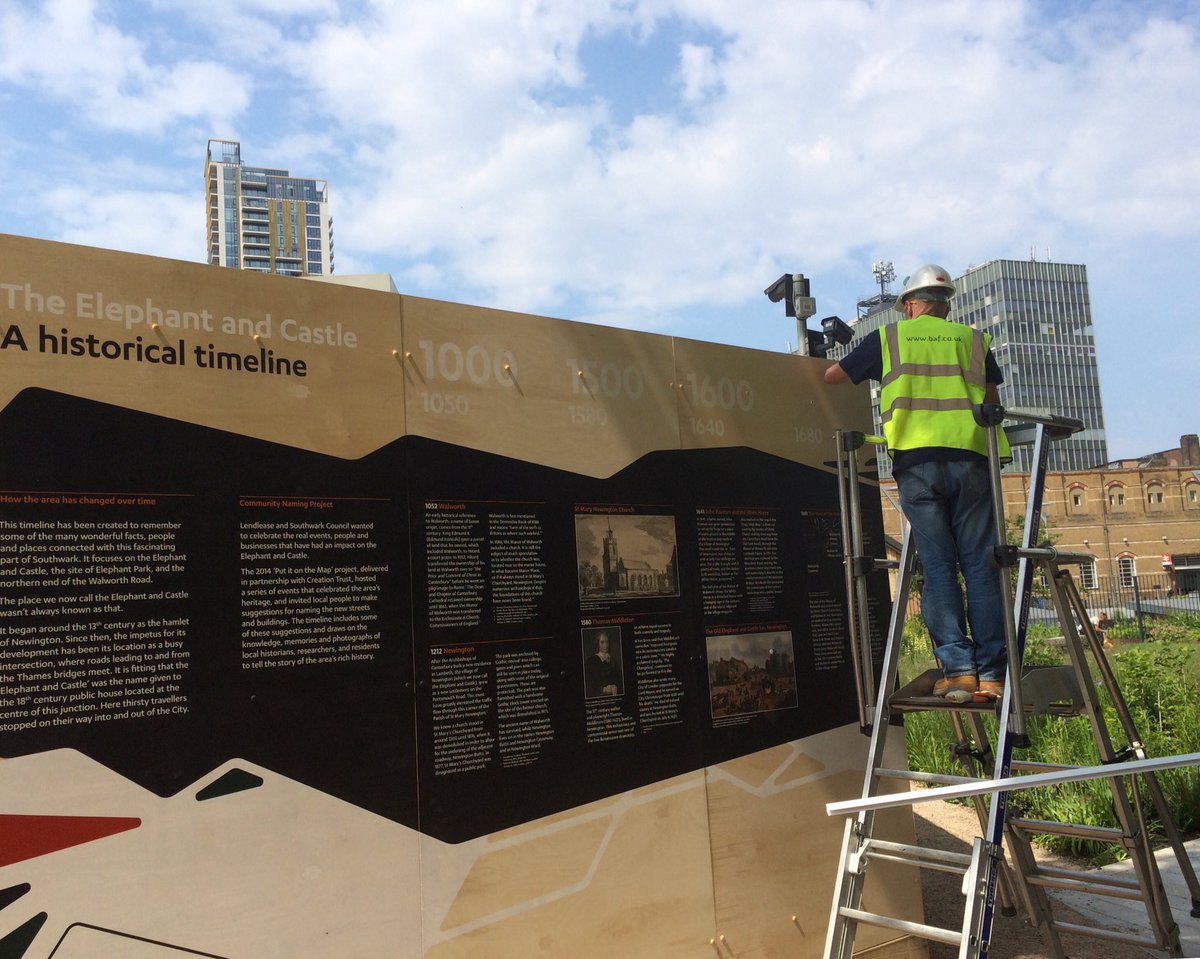 juliecurlie's tweet photo. The #ElephantandCastle timeline is finally going up @dianacochrane @SwkHeritage https://t.co/aNycXpycVd