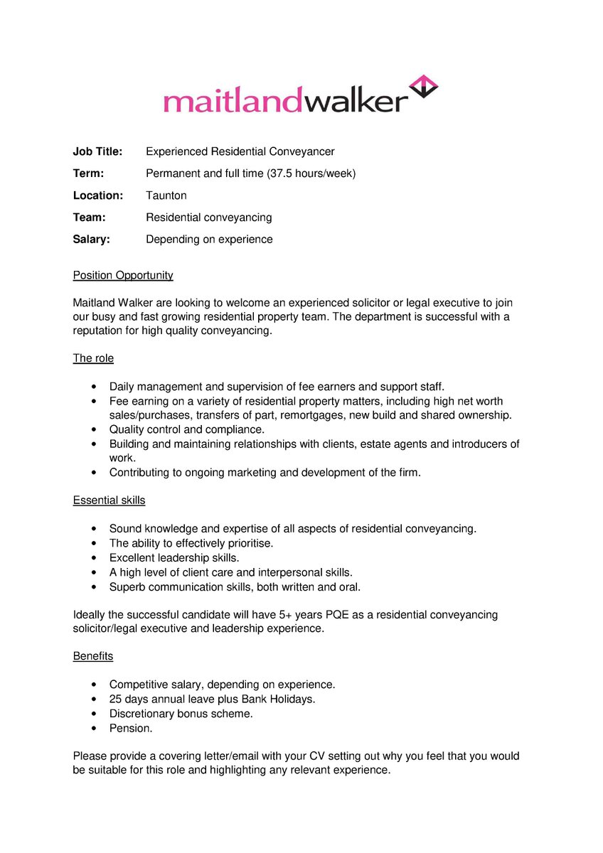 Please feel free to share
#taunton #conveyancer #propertyjobs #Somerset
