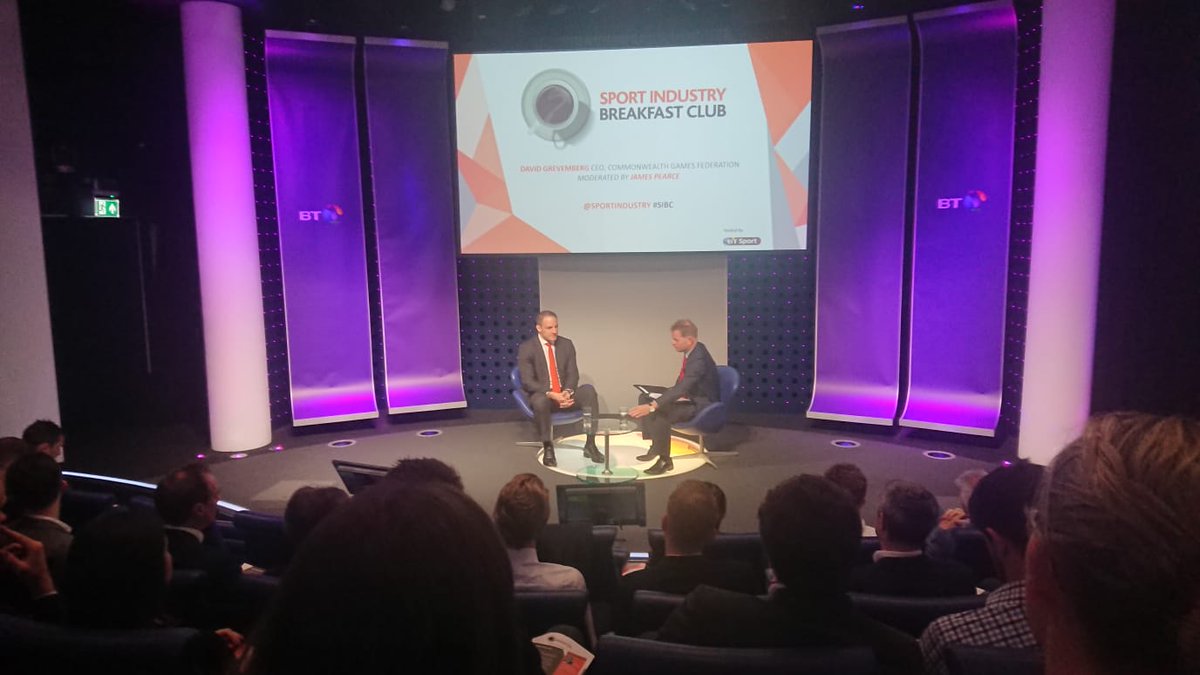 Sprytapp's tweet photo. Great to hear #DavidGrevemberg, CEO of @thecgf talk with @Pearcesport at @SportIndustry's Breakfast club this morning. #SIBC https://t.co/K79IW2JjFP