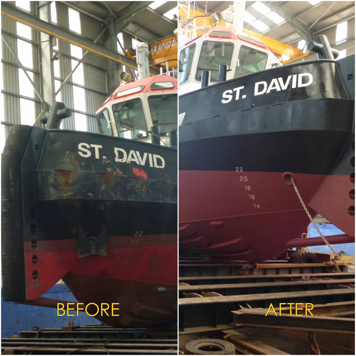 Mainstay_Marine's tweet photo. We love a before and after pic #paintjob #spruced #onfleek #workboatartistry https://t.co/uFvbn4kAh7