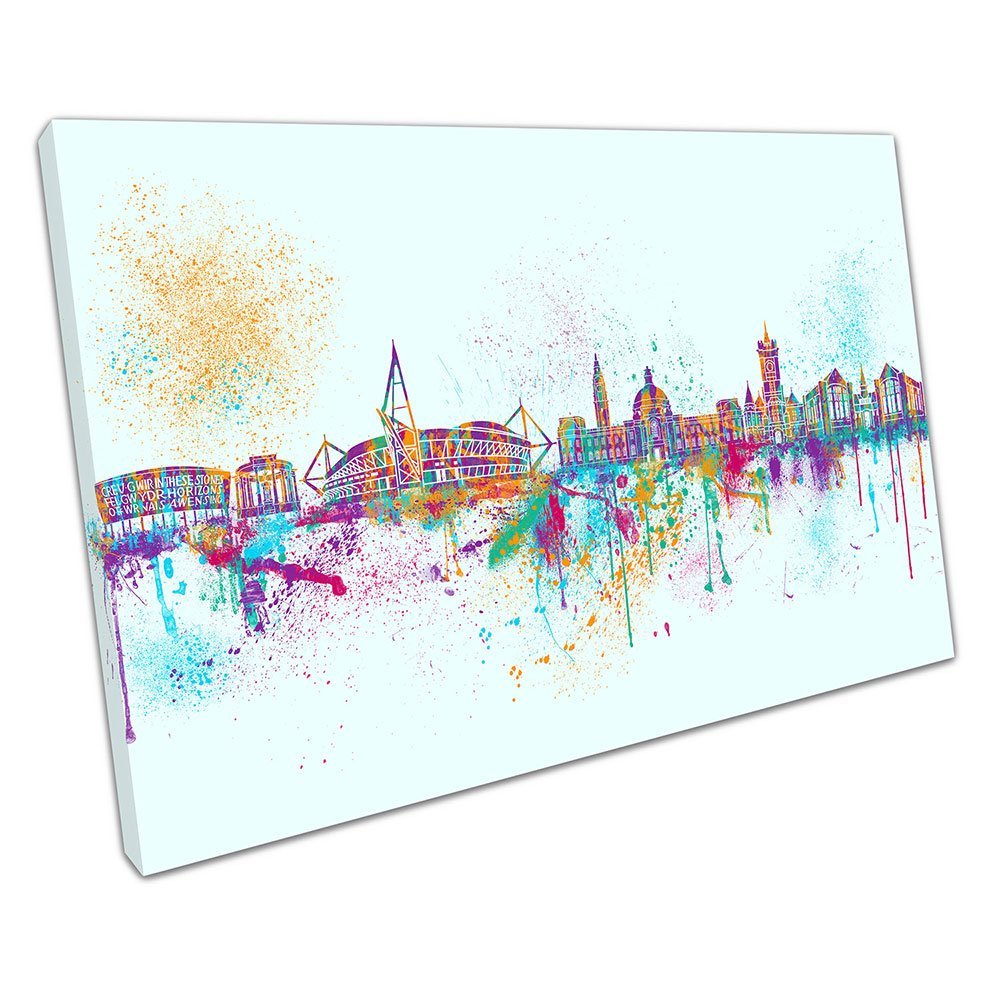 BritainsBest_'s tweet photo. Print on Canvas city of Cardiff Wales Spray Paint Skyline Size=61 x 41 x Depth 2cm - Price:£18.84 https://t.co/jXjJhcCVUm https://t.co/RrDTOBbCKF