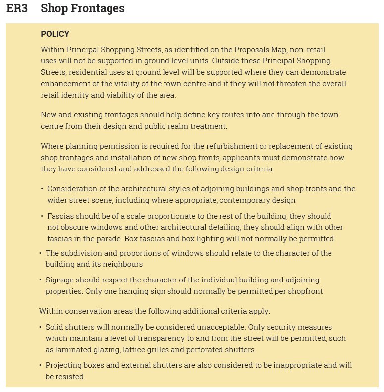 KnutsfordNP's tweet photo. Policy ER3 sets out design criteria for shop frontages.

Have your say on the Draft #Knutsford Neighbourhood Plan:

https://t.co/WoxYmGGU6n

#policyaday https://t.co/GQYZrcA8dt