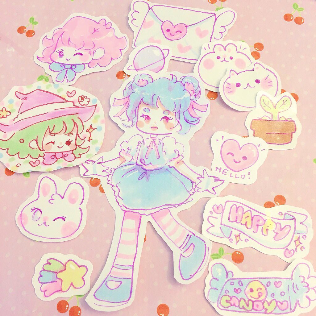 citrinenote's tweet photo. Little close ups of hand illustrated/sealed stickers that I sell in my shop~ (´･ω･`) 💖🍓 https://t.co/iDtMYsCoBA