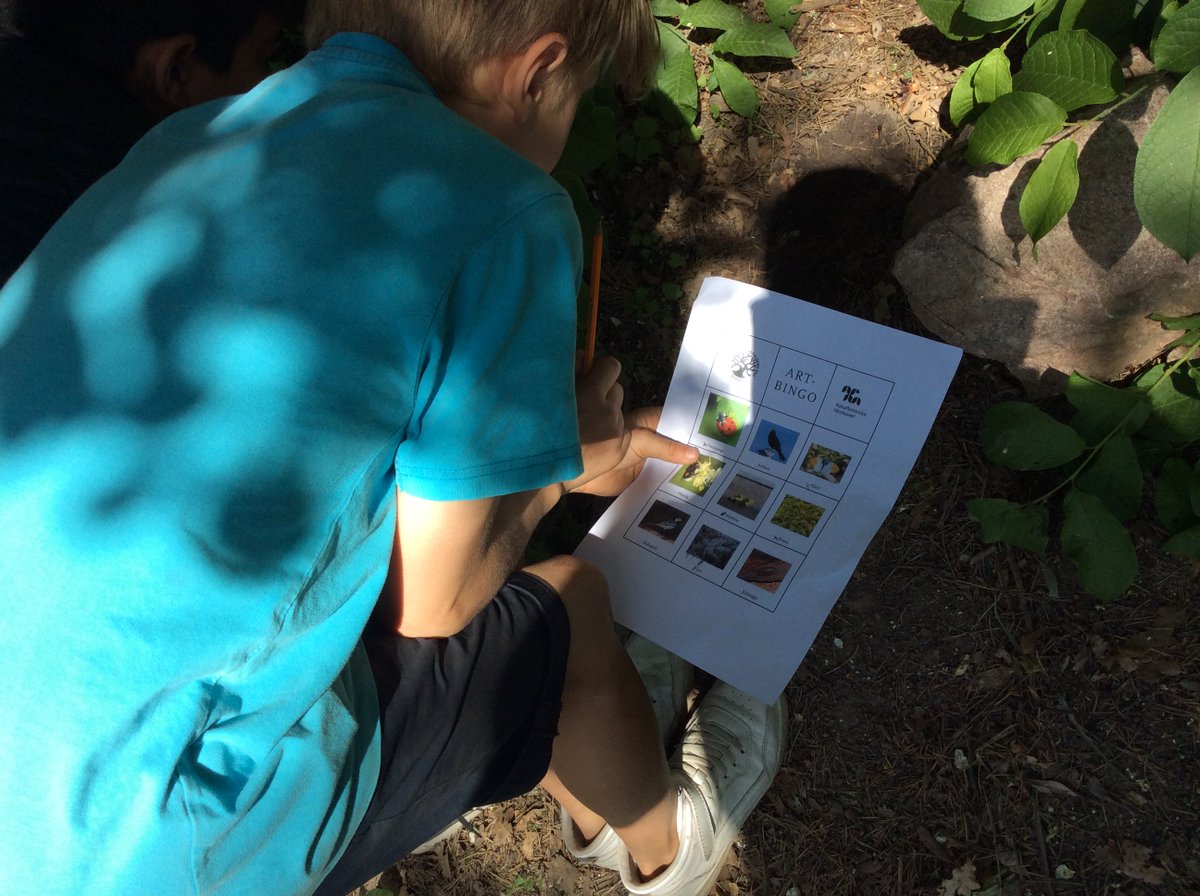 Årskurs 3 <a href="/Runbacka/">Runbacka skolor</a> uppmärksammar Biologiska mångfaldens dag. Här genom att spela #artbingo på skolans fantastiska skolgård. Några av eleverna prickade in alla nio arter. 🌻🐝🦉🏫 #solskol #naturhistoriska #biomfdag #Runbacka #mittsollentuna