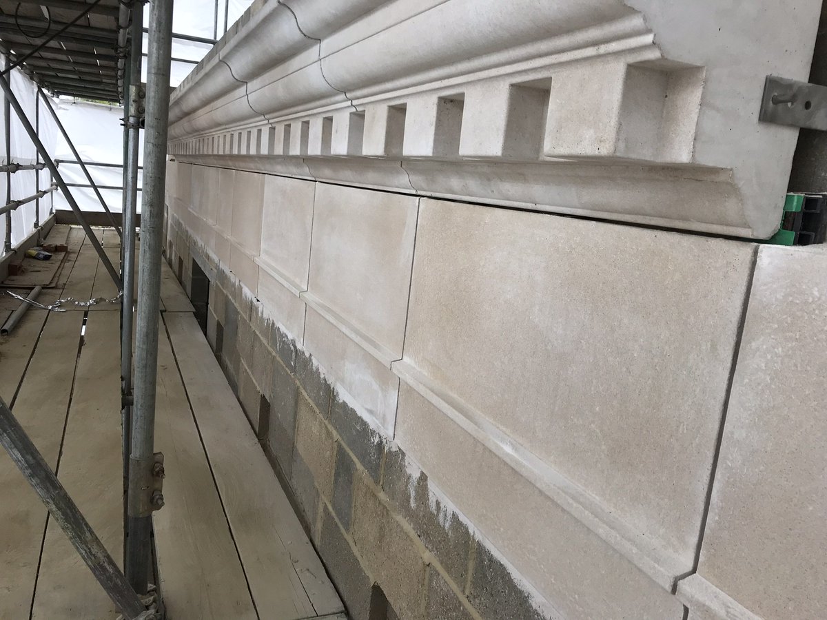 KeyStonework's tweet image. Parapet stone being installed for a large private house in Essex, some of the largest wet-cast pieces we have produced with the Architrave being up to 200kg each, more photos to come.