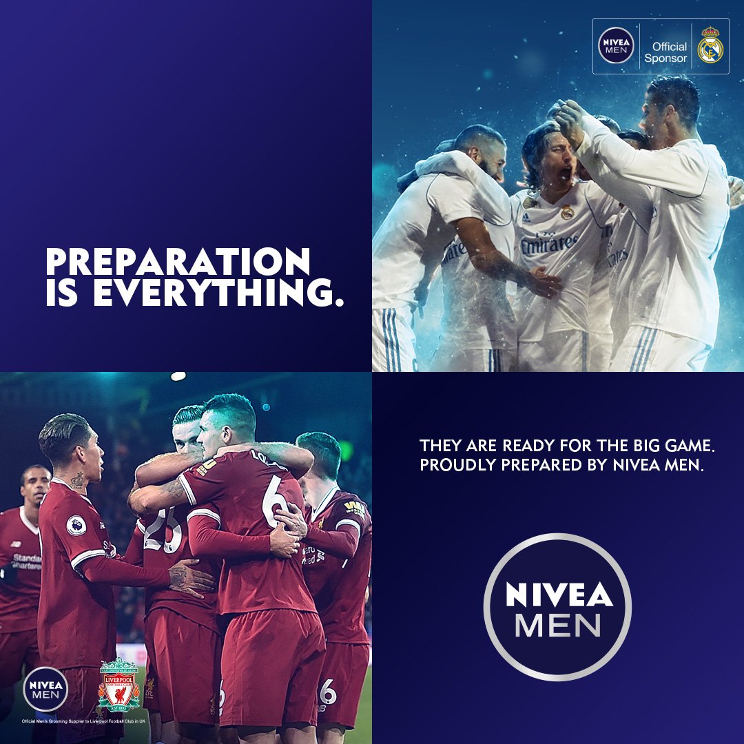 Beiersdorf_AG's tweet photo. The #BigFinal in Kiev is coming! We are, with #NIVEAMEN, extremely proud partners of both fantastic finalists. Congratulations and thank you @realmadrid @LFC for the journey so far. You are prepared for the big day! #RealMadridFC #LiverpoolFootballClub #PreparedwithNIVEAMEN https://t.co/ZSk3HbSZWa