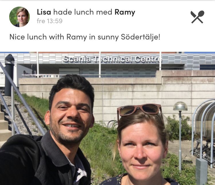 Igår började medlemmarna i Akademikerföreningen på Scania att involvera sig. På bilden ser ni Liza Lorentzon som är först ut med att ta en lunch i Södertälje. Även om man inte kan göra allt så kan alla göra något!