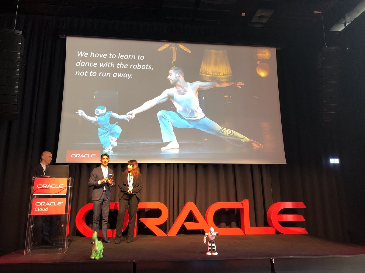 OracleItalia's tweet photo. “Dobbiamo imparare a danzare con i robot e non scapparne via” @maioste e @luisella Giani chiudono #ExplAIn Your Tomorrow TODAY. Grazie alle aziende e ai partner intervenuti @MIPUaccelerator @sdggroup @Value_Partners @water_data @SportLUISS @EurostepEE @Clairy_Inc #Bitron #Cruel https://t.co/lEOpVsESgF