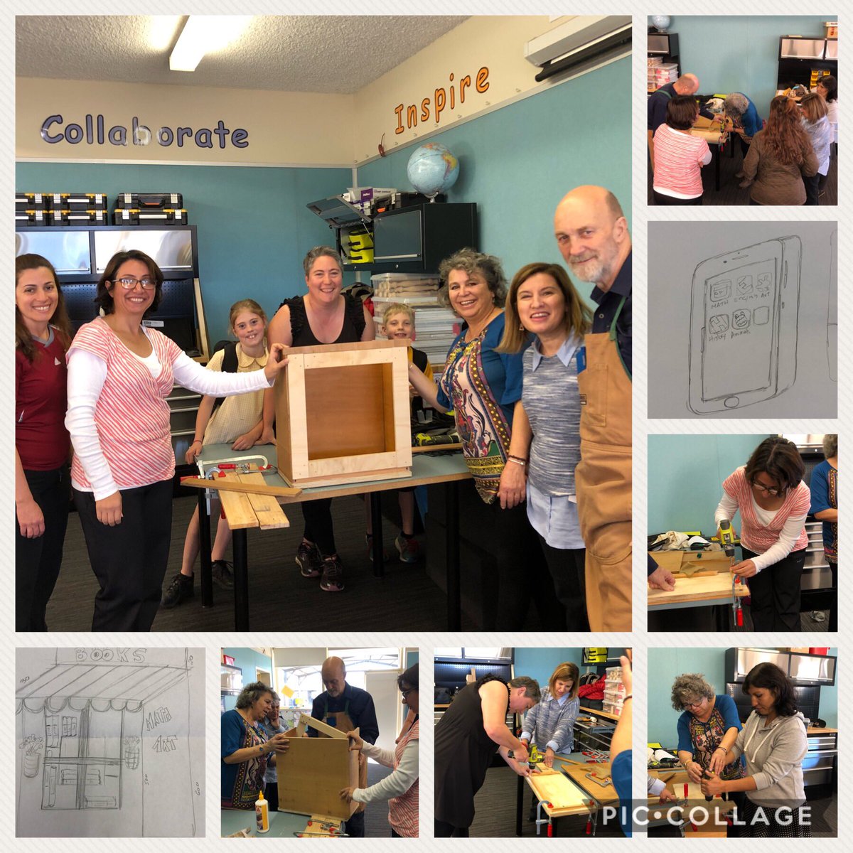 Day 2 in the Makerspace <a href="/hilltoproadps/">Hilltop Road PS</a> &amp; we have a frame for our first street library &amp; plans drawn for more! New skills, recycled materials, new friends &amp; a stronger community! <a href="/see_natalie/">Natalie See</a> <a href="/ReverseGarbage/">Reverse Garbage</a> thanks Phil for your patience xx
