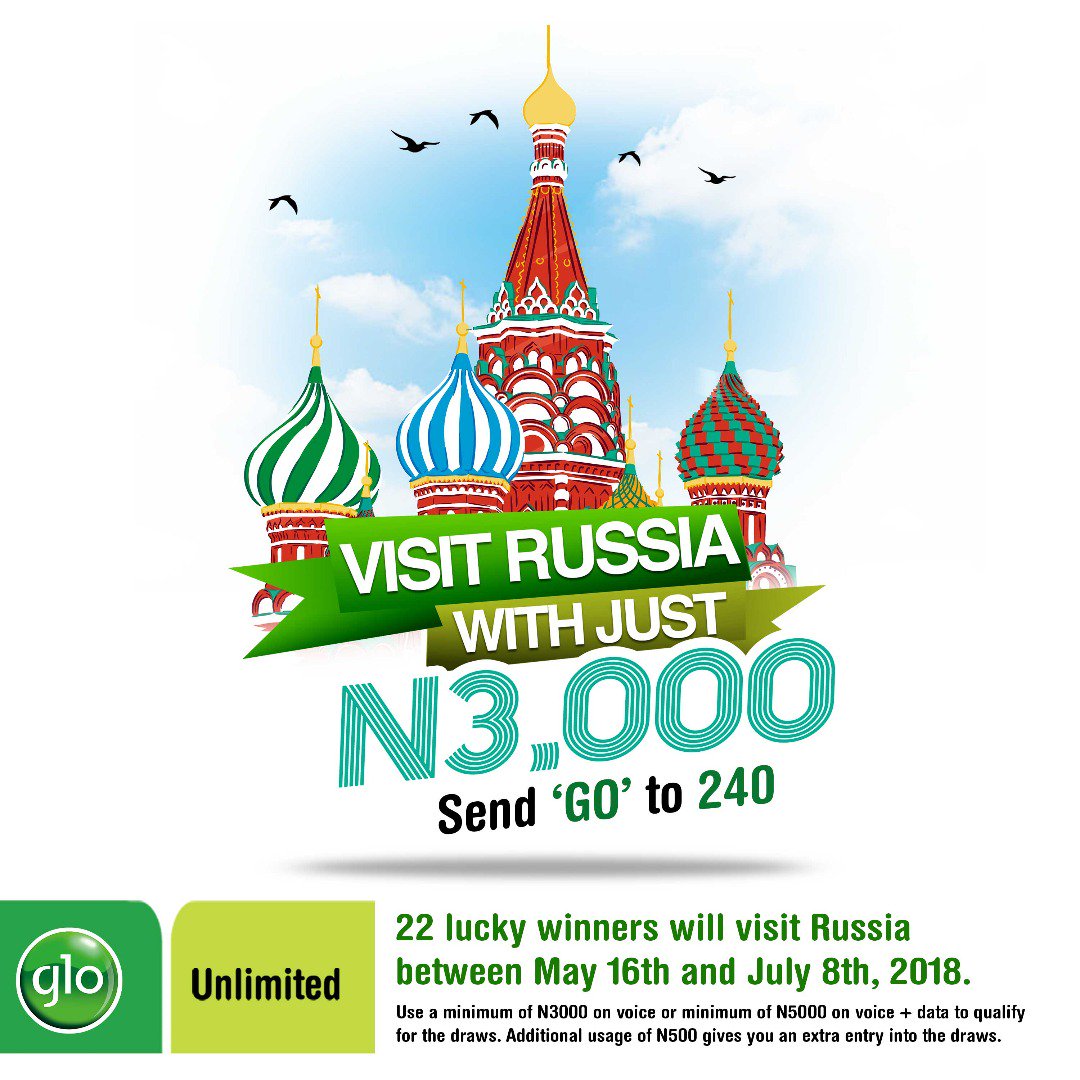 Vanillasassy's tweet photo. #GoRussia #GoRussia #GoRussia
Go Russia! Y’all better  grab your Glo lines and use a minimum of N3000 to qualify for the all-expense paid trip. https://t.co/cV4GhmHwaX