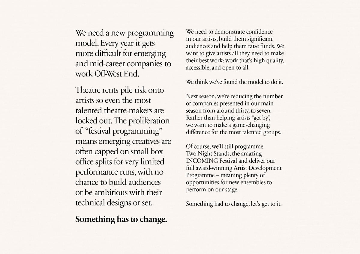 newdiorama's tweet image. NEWS THREAD! Something had to change in the way that artists in London are programmed. At NDT we want to lead the way. 

From September we're going to be shaking things up by programming fewer companies but making a game-changing difference for the most talented groups.