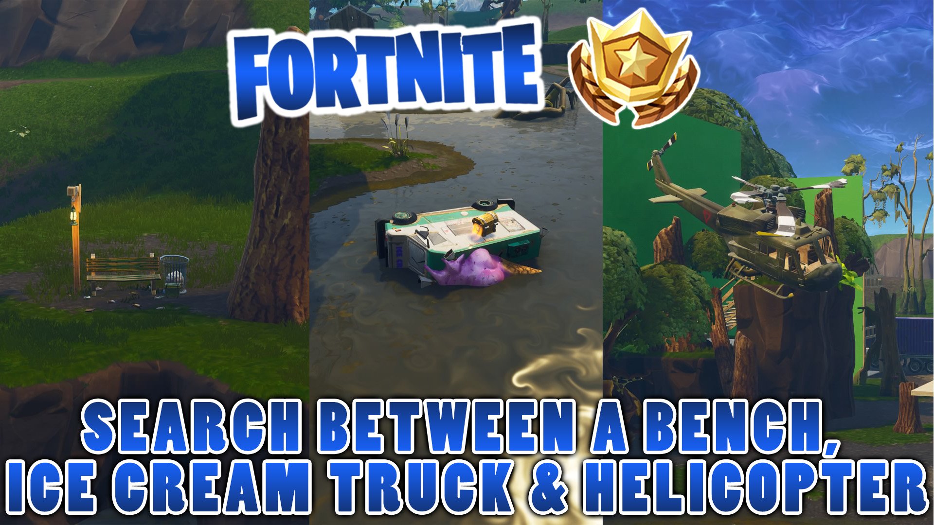 Rainbow Punch On Twitter Here S The Location Of The Fortnitegame Battle Star Found Between A Bench Ice Cream Truck And Helicopter Https T Co Tsr0ewqmkp Fortnite Fortnitebr Fortnitebattleroyale Moistymire Battlepass Battlepass4