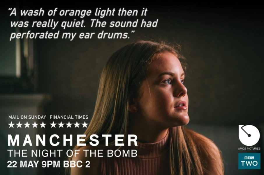 Manchester: The Night of the Bomb - Tonight, 9pm @BBCTwo.

A documentary telling the story of that night in forensic detail through the eyes of survivors and the emergency services.

Made by the brilliant @visitjamie, @phillips_owen & @danreed1000 - @AmosPictures #ManchesterArena