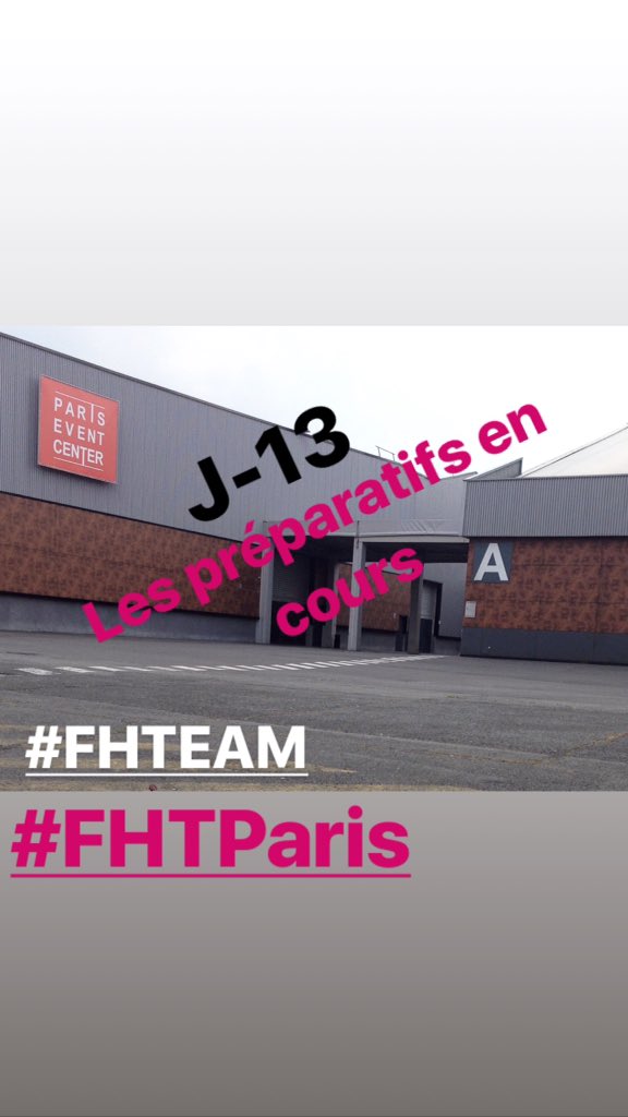 J-13: Les préparatifs sont en cours, toute la #FHTEAM on fire 🔥 au Paris Event Center. 
On a hâte de vous accueillir le 4 juin... Ne ratez pas ça inscrivez-vous... #FHTParis #FHT2018