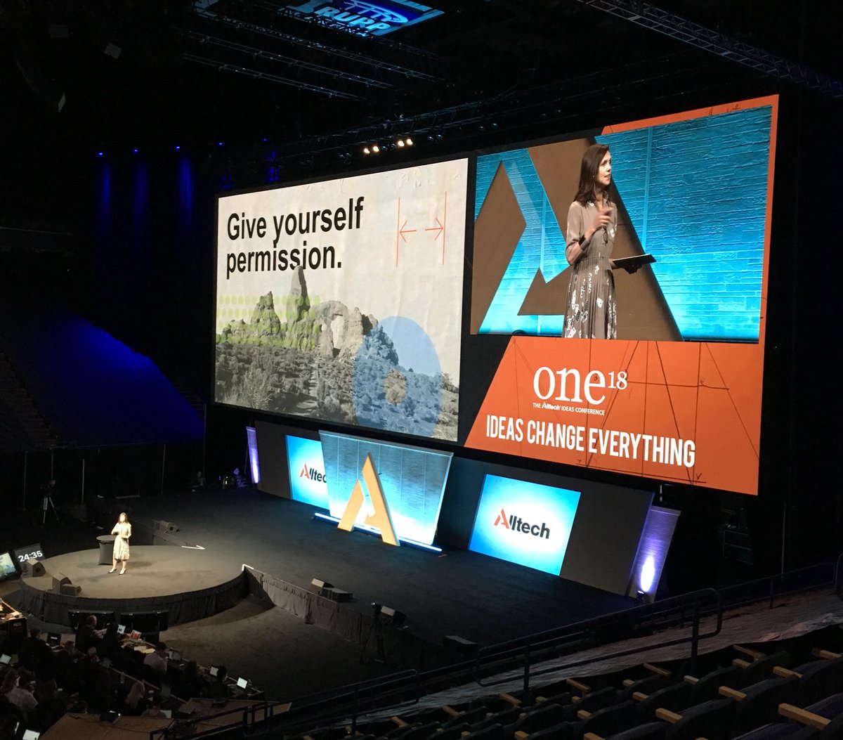PennAgInd's tweet photo. Day two at #One18. This morning’s theme - Change. It’s difficult, risky, needs imagination and courage. And it may mean failure. Let yourself experience it. Thank you @bethcomstock https://t.co/rGW1JkQhhq