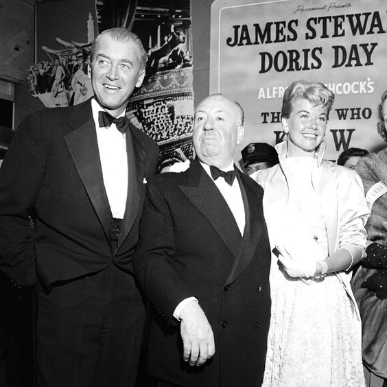 ClassicMovieHub's tweet photo. Jimmy Stewart, Alfred Hitchcock and Doris Day at the premiere of "The Man Who Knew Too Much" in Los Angeles, 62 yrs ago today on May 22, 1956 https://t.co/Lk4o8jQ50Y https://t.co/DWP6g7JLSO