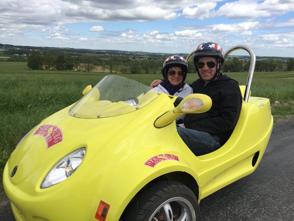 StrasburgScoots's tweet photo. Have you seen our unique Scoot Coupes? When you book your scooter tour, this is one of three ride options offering a new way to experience scootering. Explore our scooter options here: https://t.co/mCYW1TPFVs https://t.co/B8RkcOtdcH